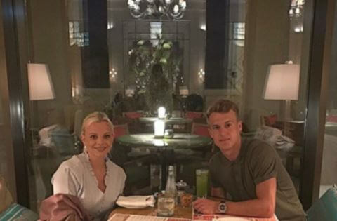 Solly March with his wife Amelia Goldman at a restaurant in Dubai.